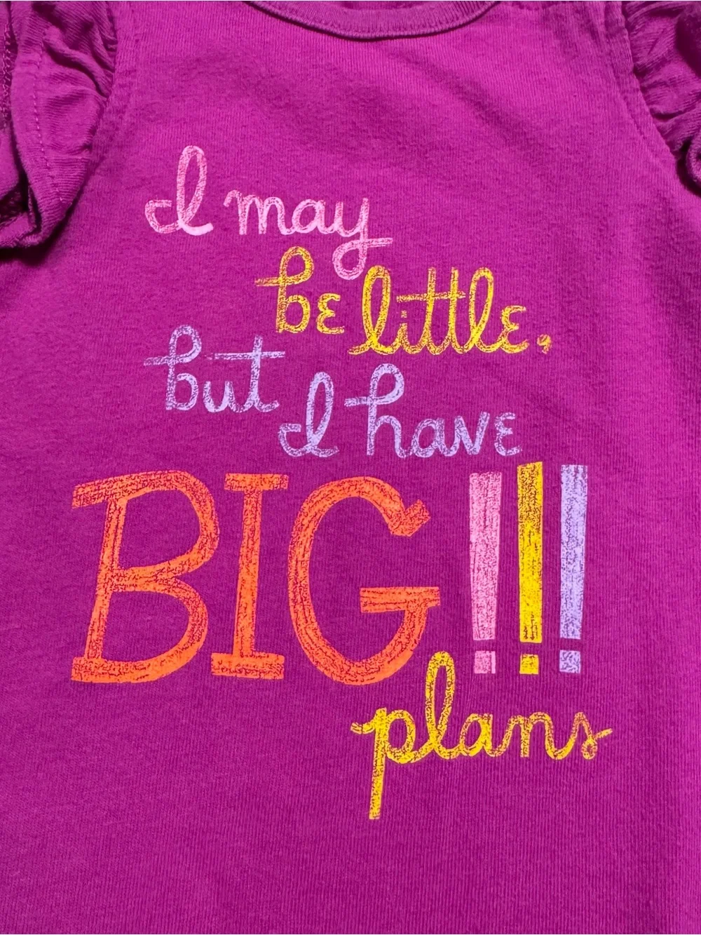 Cat & Jack Baby Girl Big Plans Ruffle Romper Magenta Sleeveless 3-6 Months